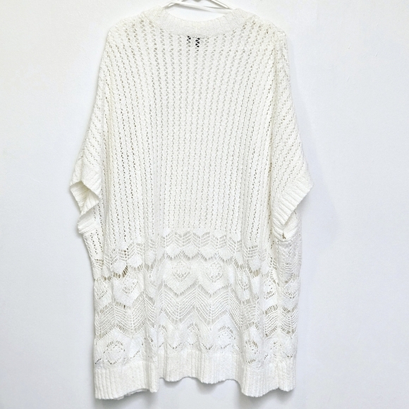 Torrid Women's Open Knit Crochet Cardigan White Sweater Top SZ Plus 1/2X Stretch - Picture 2 of 14